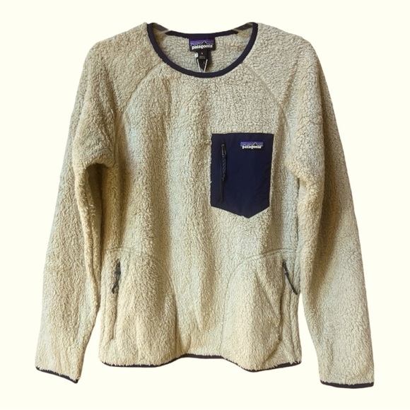 NWT’S Patagonia Los  Gatos Crew Fleece Jacket - Men's khaki & Blue SZ S - Picture 1 of 12